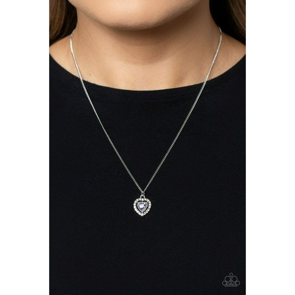 Silver Heart Purple Necklace Pendant